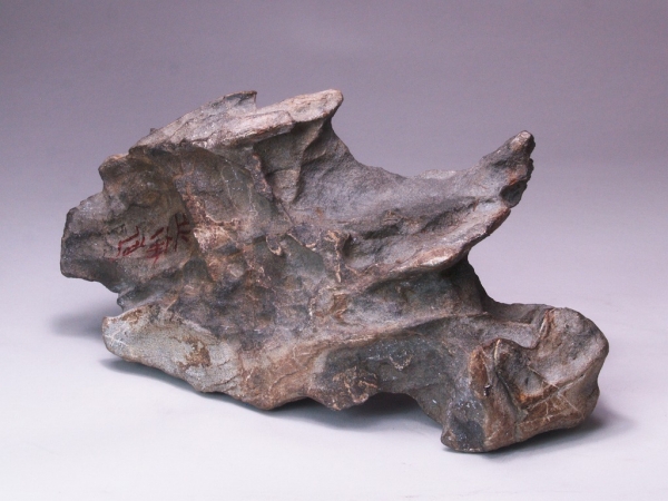 [雨竹亭] 【豊似川石(台座付)】添景　添配　水石　盆栽　盆景　盆石　鑑賞石 水石 「豊似石」 盆石 天然石 すいせき 台座付き 現品限り 送料無料